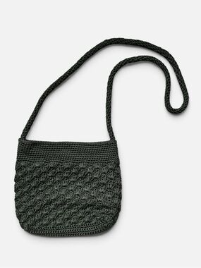 Le Rue olive green knit crossbody bag purse